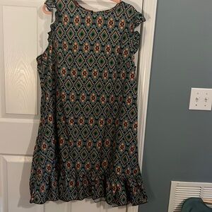 So stinking cute! 18w 3x aztec print ruffle dress nwot